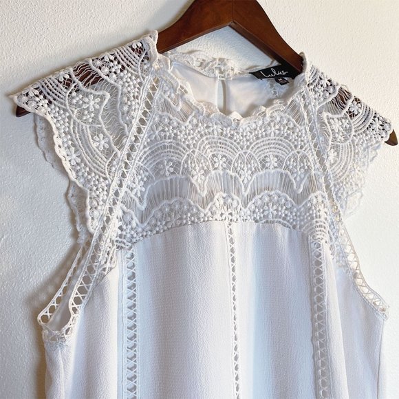 LULU's White Hey Doll Ivory Lace Shift Mini Dress, Medium - Picture 3 of 10